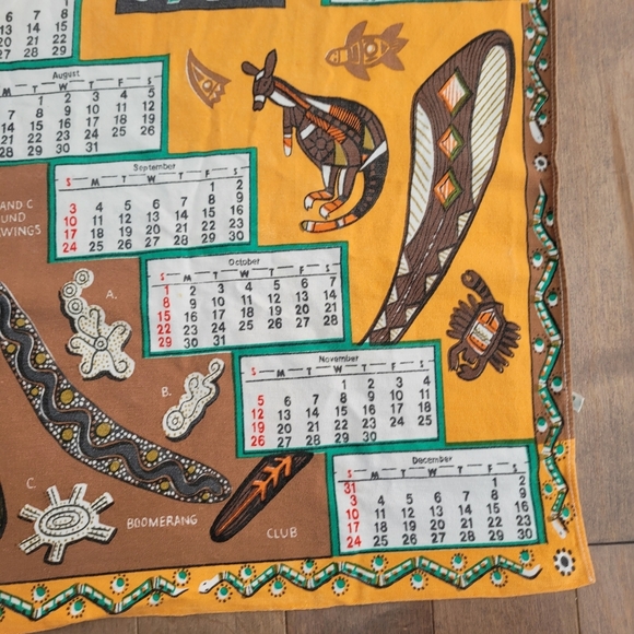 1972 calendar tea towel Australian Aboriginal Art - Picture 8 of 10